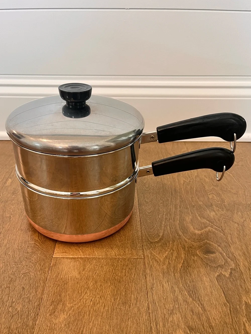 VTG Revere Ware 2 Qt Stainless Steel Double Boiler / Steamer Pan W/ Lid